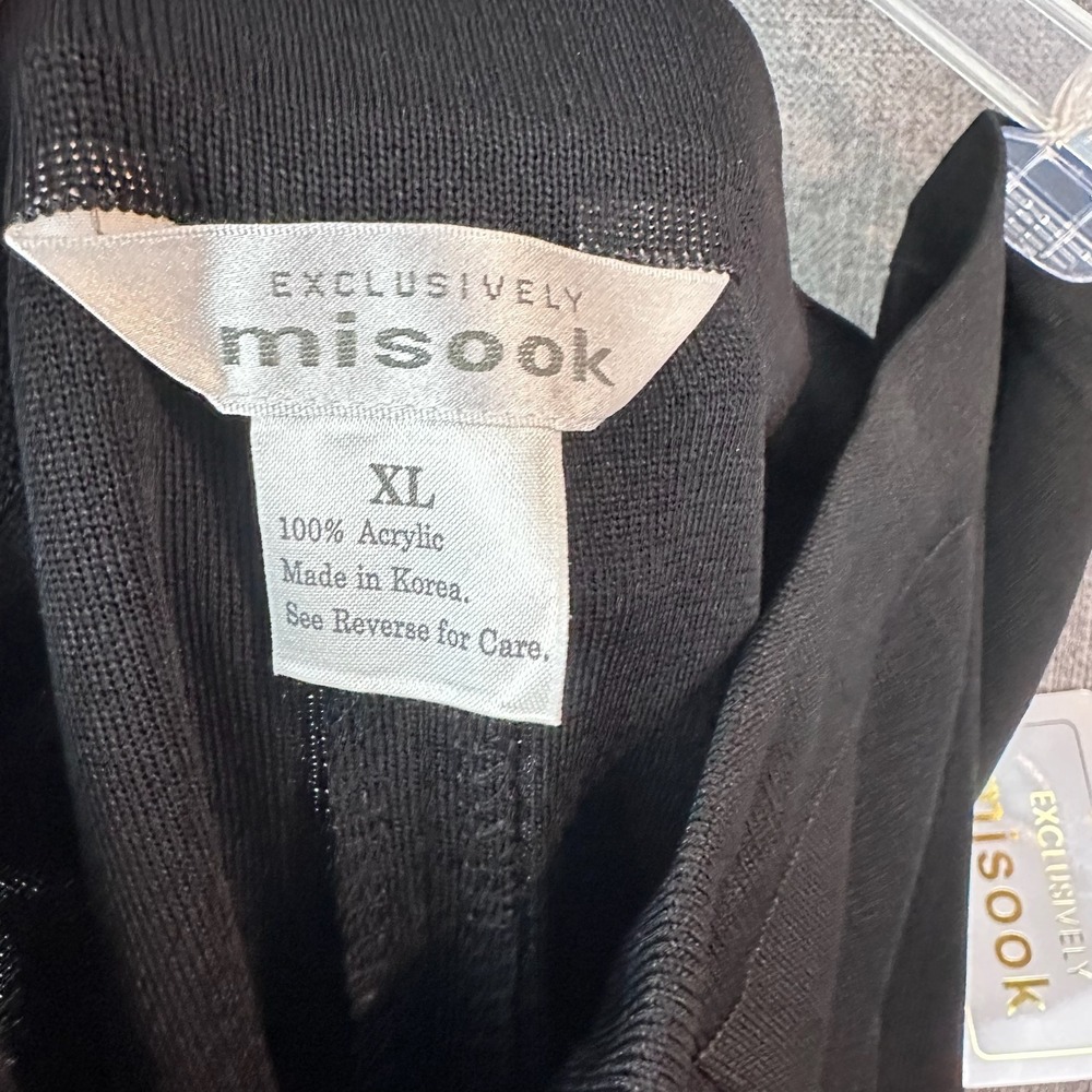 M Misook Women's XL Black Knit Pants Elastic Waist Wide‎ Leg Comfort Casual - Picture 7 of 8